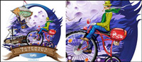 Fly to the moon - Canadian bike brand Illustrator Vector 