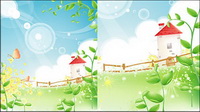Summer scenery Vector Vine