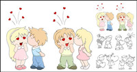 Lovely children vector material