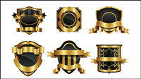 Gold shield badge vector material