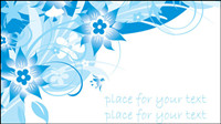 Simple blue hand-painted flowers and patterns of text background vector -3