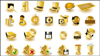Gold common computer icon 01 - vector