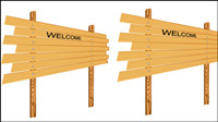 Cartoon wooden signs 04-- vector material