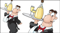 Cartoon chef and attendant image 04 - vector