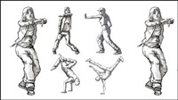 Dancing figures vector material