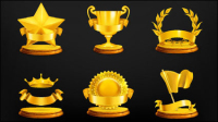 Gold medal icon vector material