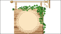 Exquisite wooden tag 01 - vector material
