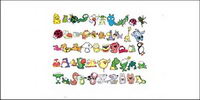 Shinkichiro daily necessities, such as figures of animals vector