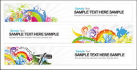 banner guitar microphone vector