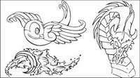 Swallow, waves, dragons, lotus, sailing, Tiger