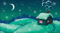 Cartoon Snow Moonlight