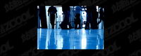 Airport in the footsteps of picture material in haste