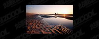Evening beach lovers picture material