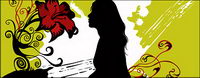Flower and women vector material