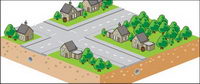 Three-dimensional cartoon style street vector material