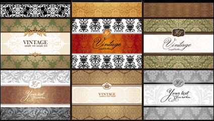 Classic floral card background 01 - vector material
